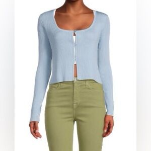 NWT BCBG Light Blue Cropped Cardigan